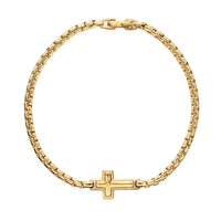 Cross Station Bracelet 18K Yellow Gold, 3.4mm