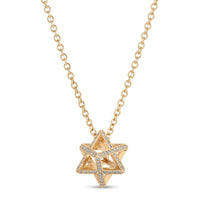Maor 18K Yellow Gold Celestial Merkabah Pave Diamond Pendant Necklace