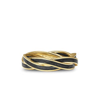 DY Helios™ Band Ring 18K Yellow Gold with Forged Carbon, 6mm