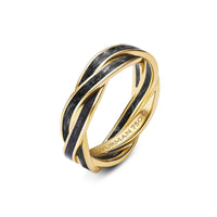 DY Helios™ Band Ring 18K Yellow Gold with Forged Carbon, 6mm