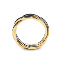 DY Helios™ Band Ring 18K Yellow Gold with Forged Carbon, 6mm