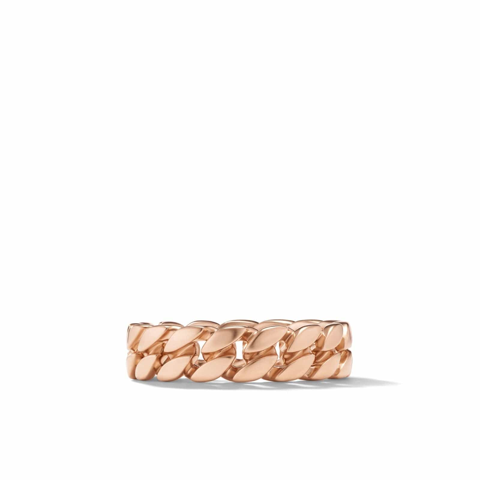 Curb Chain Band Ring in 18K Rose Gold, 6mm