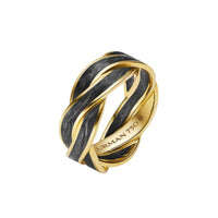 DY Helios™ Band Ring 18K Yellow Gold with Forged Carbon, 9mm