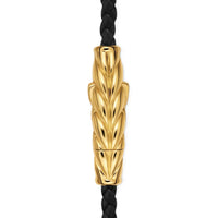 Chevron Triple Wrap Bracelet Black Leather with 18K Yellow Gold, 3mm