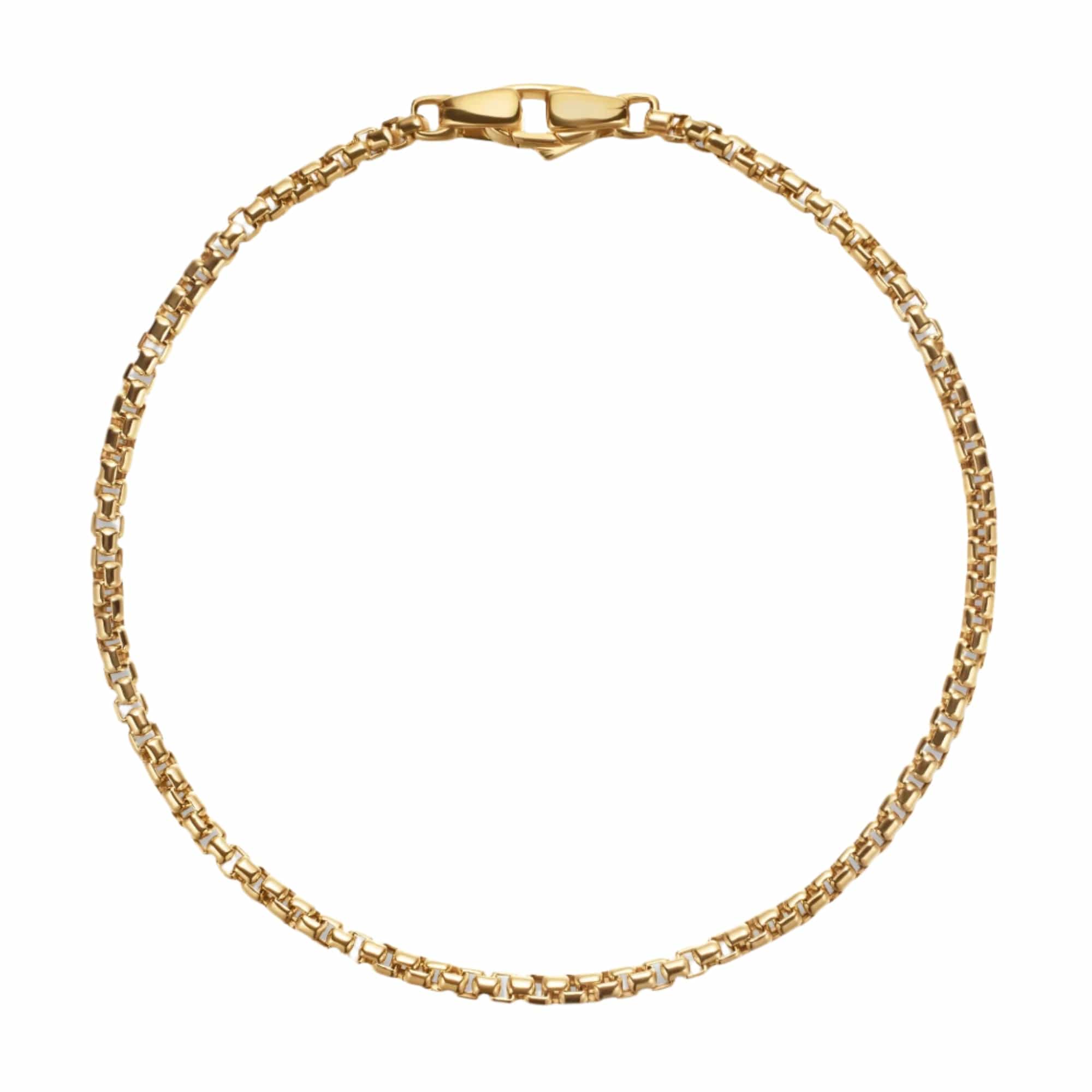 Box Chain Bracelet 18K Yellow Gold, 2.7mm