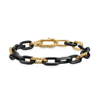DY Madison® Chain Bracelet Black Titanium with 18K Yellow Gold, 8.5mm