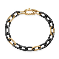 DY Madison® Chain Bracelet Black Titanium with 18K Yellow Gold, 8.5mm