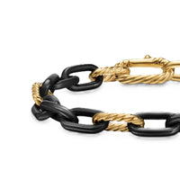 DY Madison® Chain Bracelet Black Titanium with 18K Yellow Gold, 8.5mm