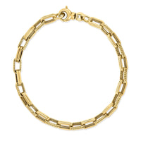 Roberto Coin 18K Yellow Gold Square Link Smooth and Textured Chain Bracelet