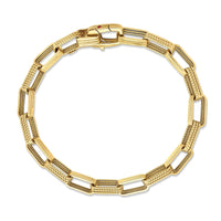 Roberto Coin 18K Yellow Gold Square Link Smooth and Textured Chain Bracelet