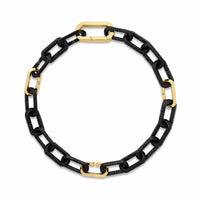 Roberto Coin 18K Yellow Gold Square Link Black Ceramic Chain Bracelet