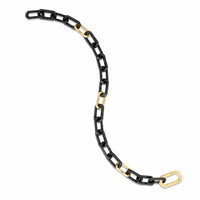 Roberto Coin 18K Yellow Gold Square Link Black Ceramic Chain Bracelet