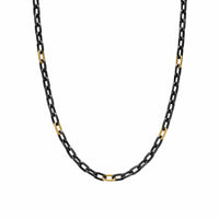 DY Madison® Chain Necklace Black Titanium with 18K Yellow Gold, 6mm