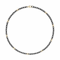 DY Madison® Chain Necklace Black Titanium with 18K Yellow Gold, 6mm