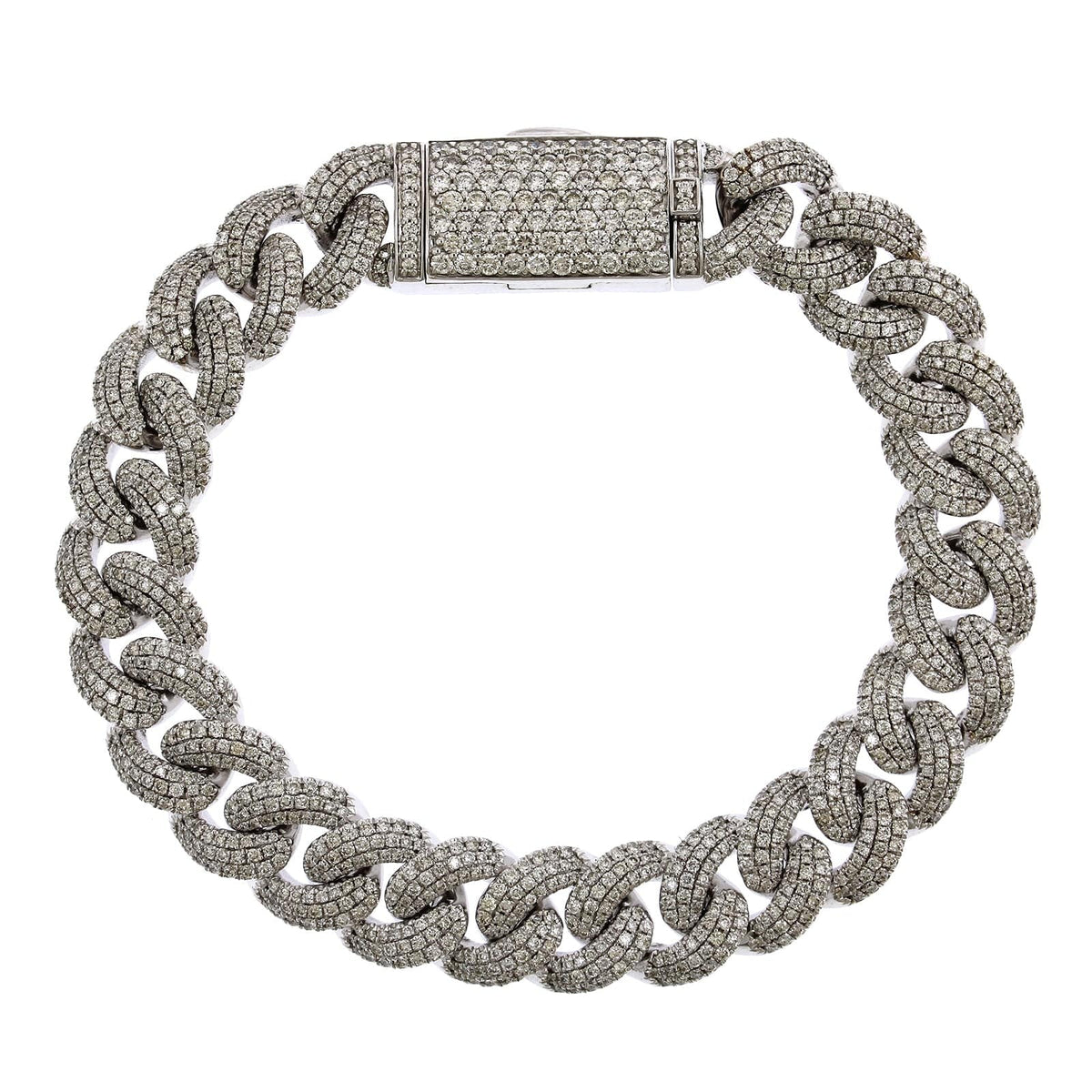 14K White Gold Cuban Diamond Bracelet