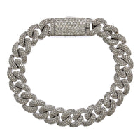 14K White Gold Cuban Diamond Bracelet