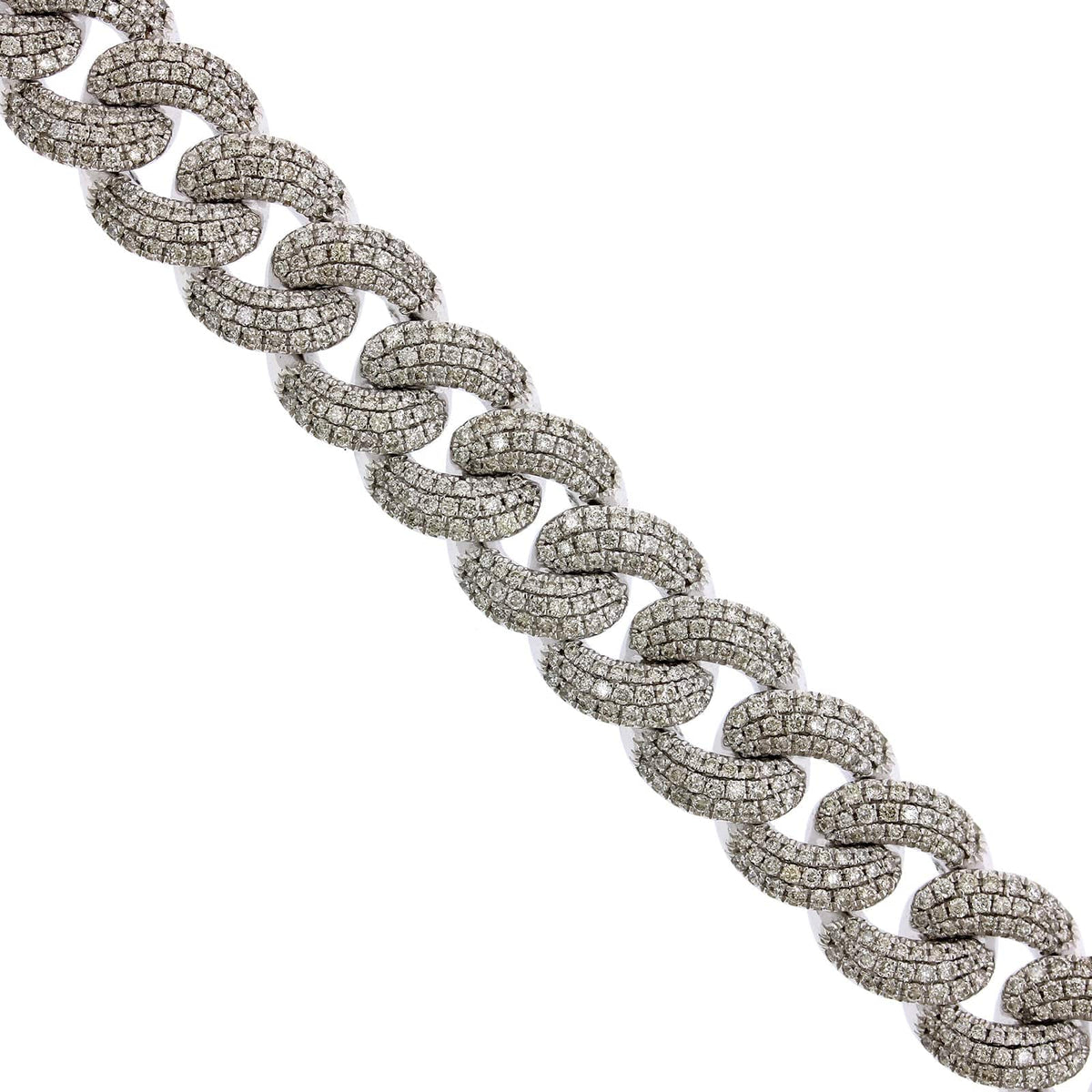 14K White Gold Cuban Diamond Bracelet