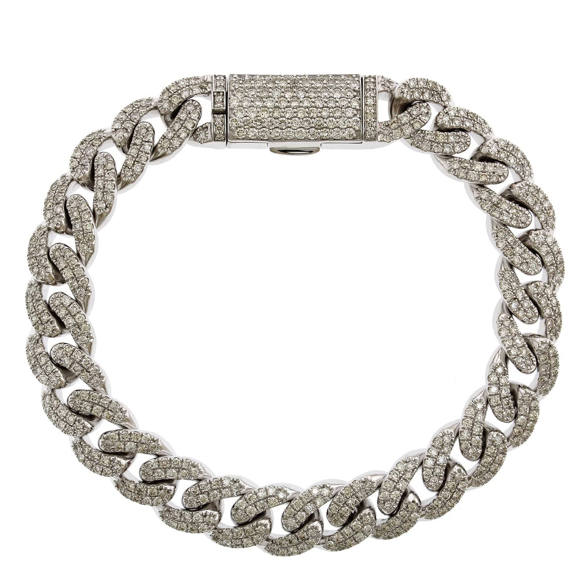 14K White Gold Cuban Diamond Bracelet