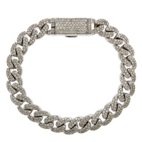 14K White Gold Cuban Diamond Bracelet