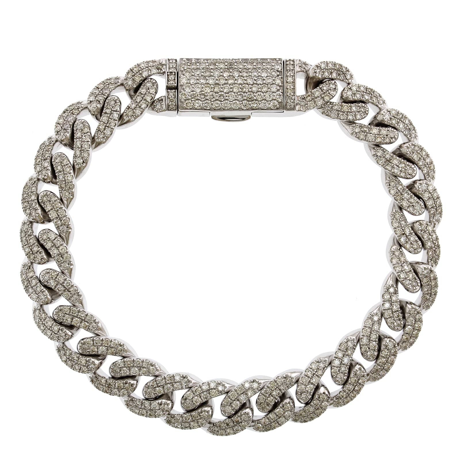 14K White Gold Cuban Diamond Bracelet