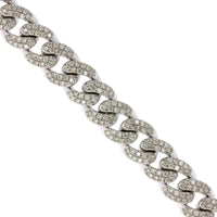 14K White Gold Cuban Diamond Bracelet
