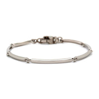 18K White Gold Solid Bar Link Bracelet