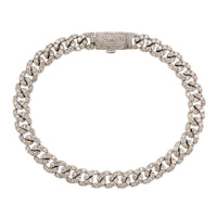 14K White Gold Diamond Cuban Link Bracelet