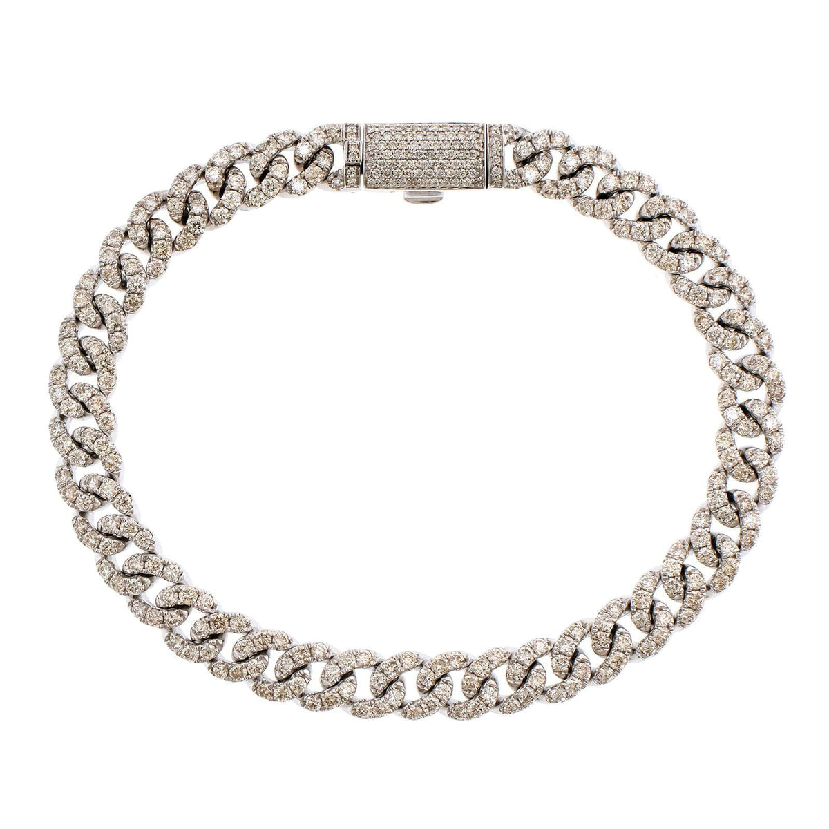 14K White Gold Diamond Cuban Link Bracelet