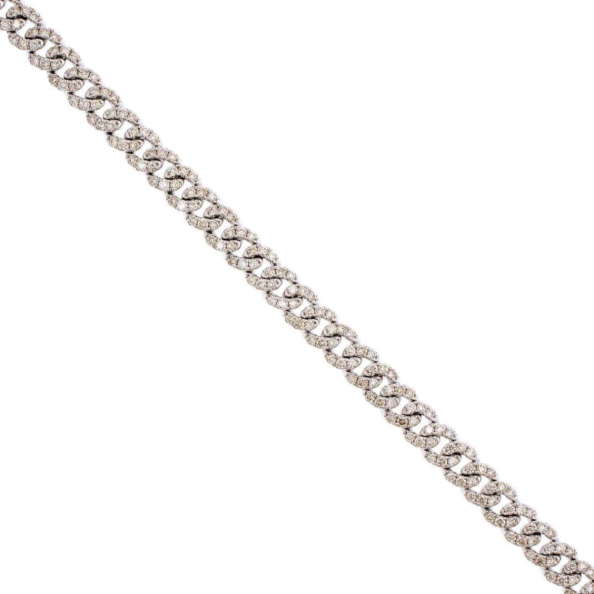 14K White Gold Diamond Cuban Link Bracelet