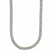 14K White Gold Pavé Diamond Cuban Chain