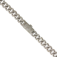 14K White Gold Pavé Diamond Cuban Chain