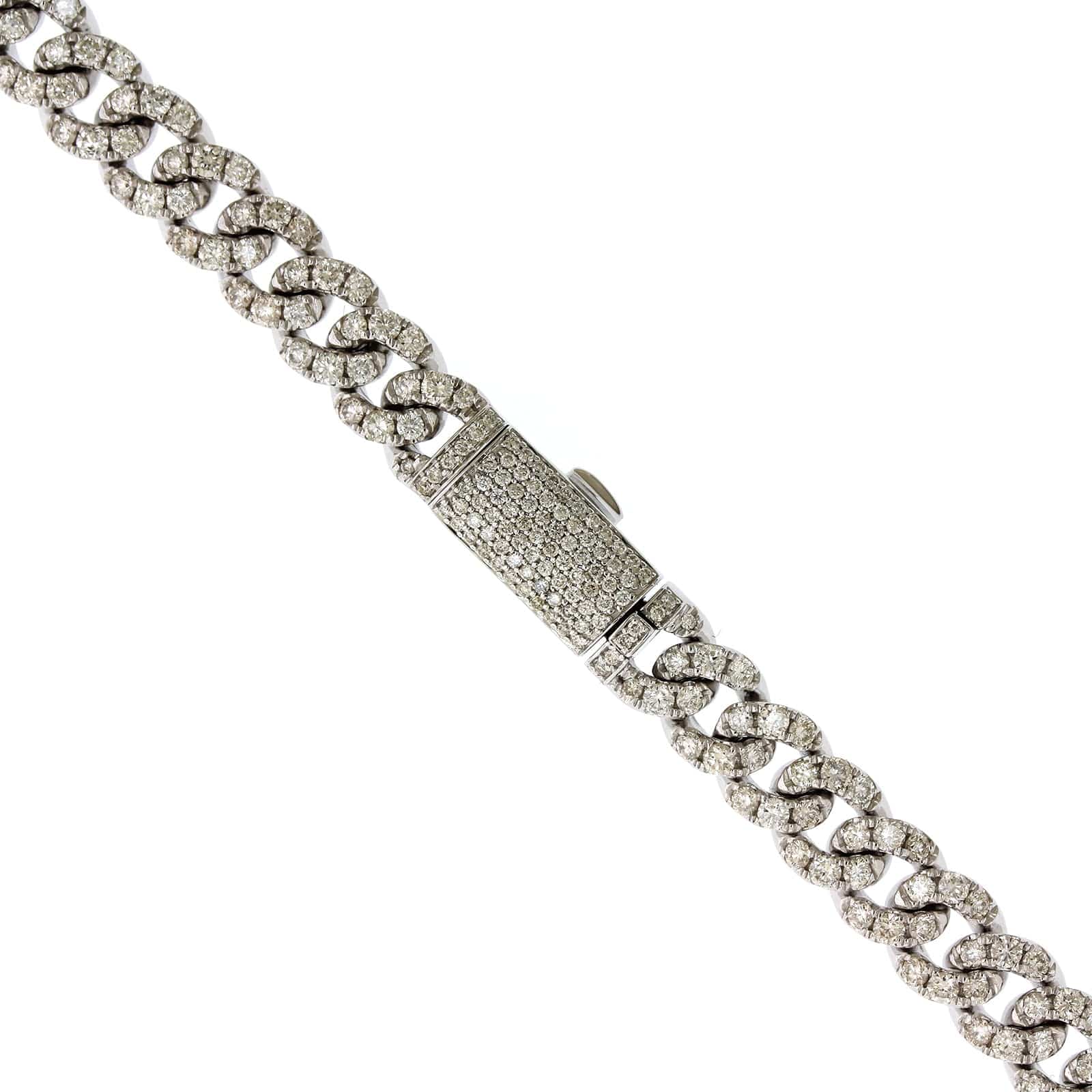 14K White Gold Pave Diamond Cuban Chain