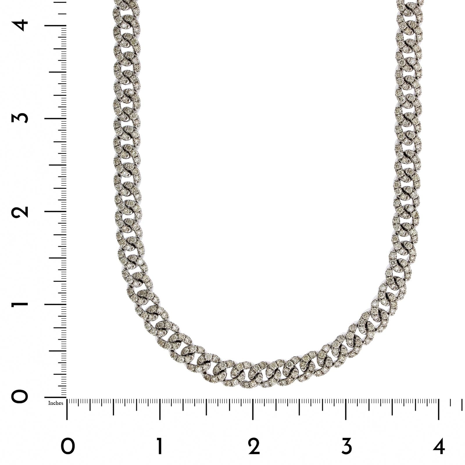 14K White Gold Pave Diamond Cuban Chain