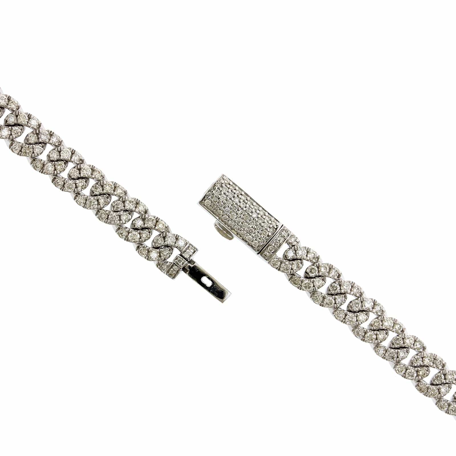 14K White Gold Pave Diamond Cuban Chain