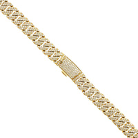 14K Yellow Gold Pavé Diamond Cuban Link Necklace