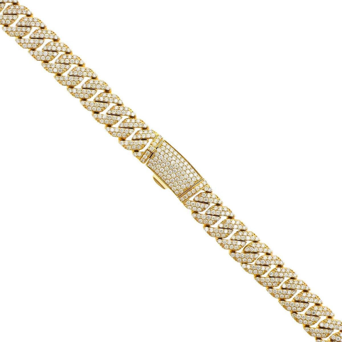 14K Yellow Gold Pavé Diamond Cuban Link Necklace