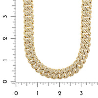 14K Yellow Gold Pavé Diamond Cuban Link Necklace