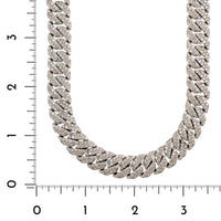 14K White Gold Pavé Diamond Cuban Link Necklace