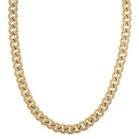 14K Yellow Gold Pavé Diamond Cuban Link Necklace