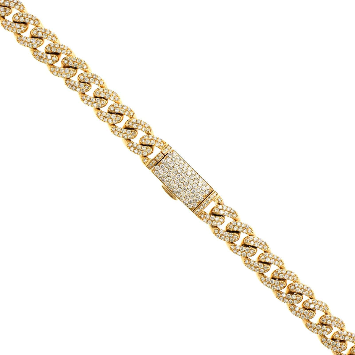 14K Yellow Gold Pavé Diamond Cuban Link Necklace