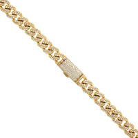 14K Yellow Gold Pavé Diamond Cuban Link Necklace