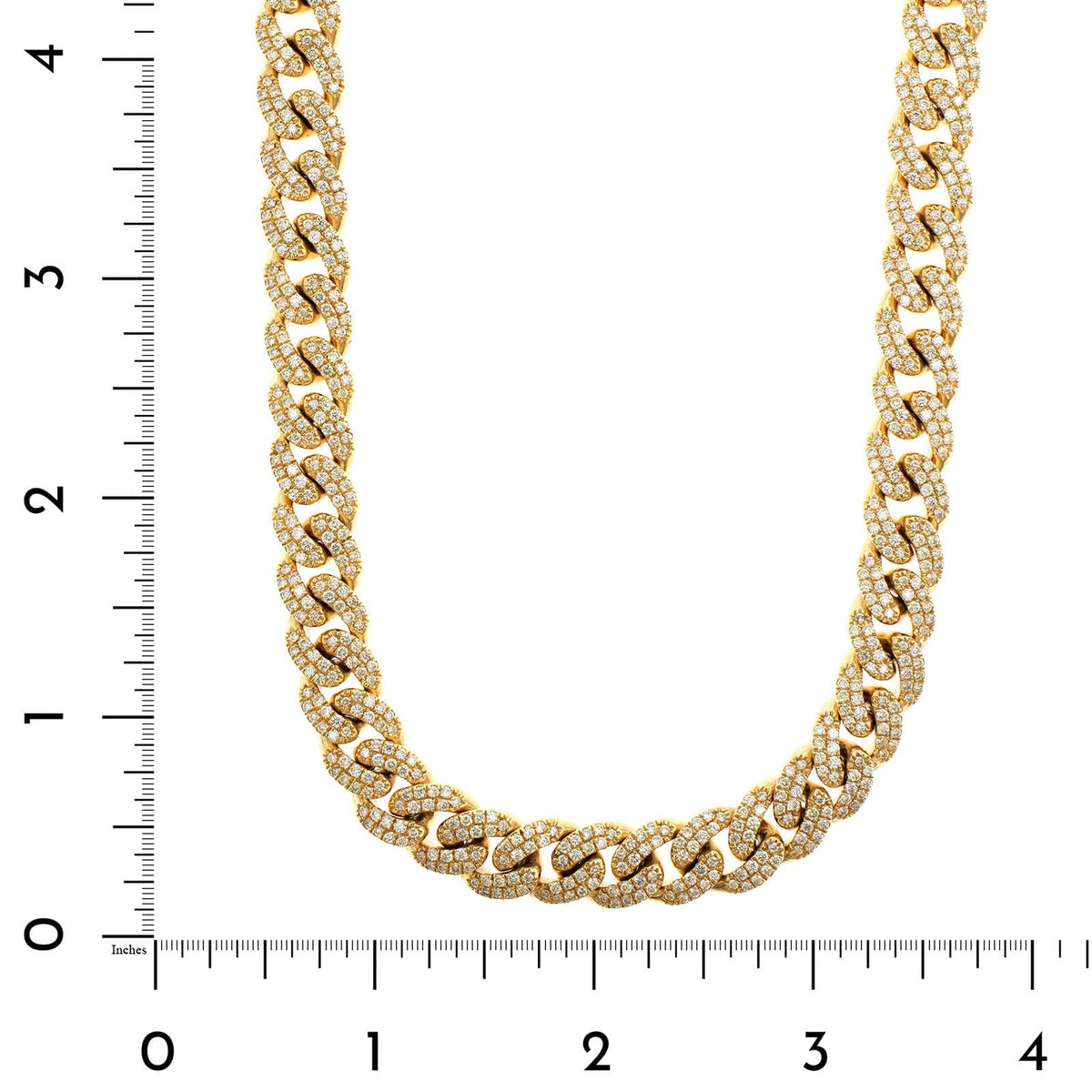 14K Yellow Gold Pavé Diamond Cuban Link Necklace