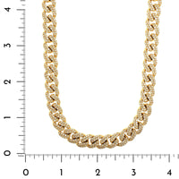 14K Yellow Gold Pavé Diamond Cuban Link Necklace