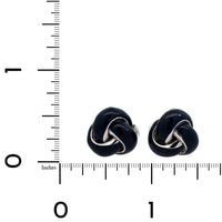 18K White Gold Blue Enamel Knot Cufflinks