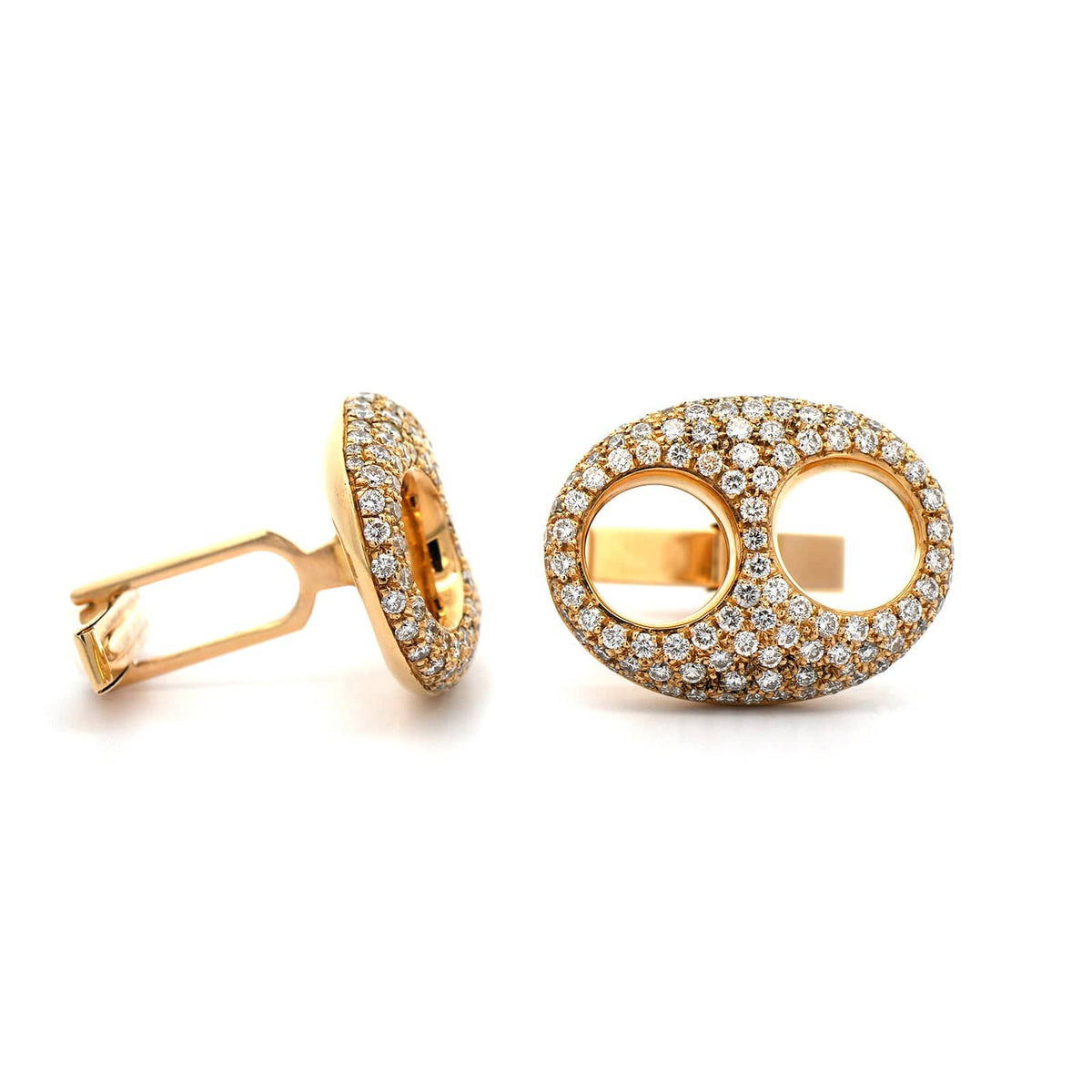 14K Yellow Gold Pave Diamond Cufflinks