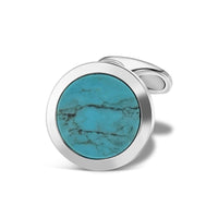 18K White Gold Smooth Turquoise "CEO" Cufflinks