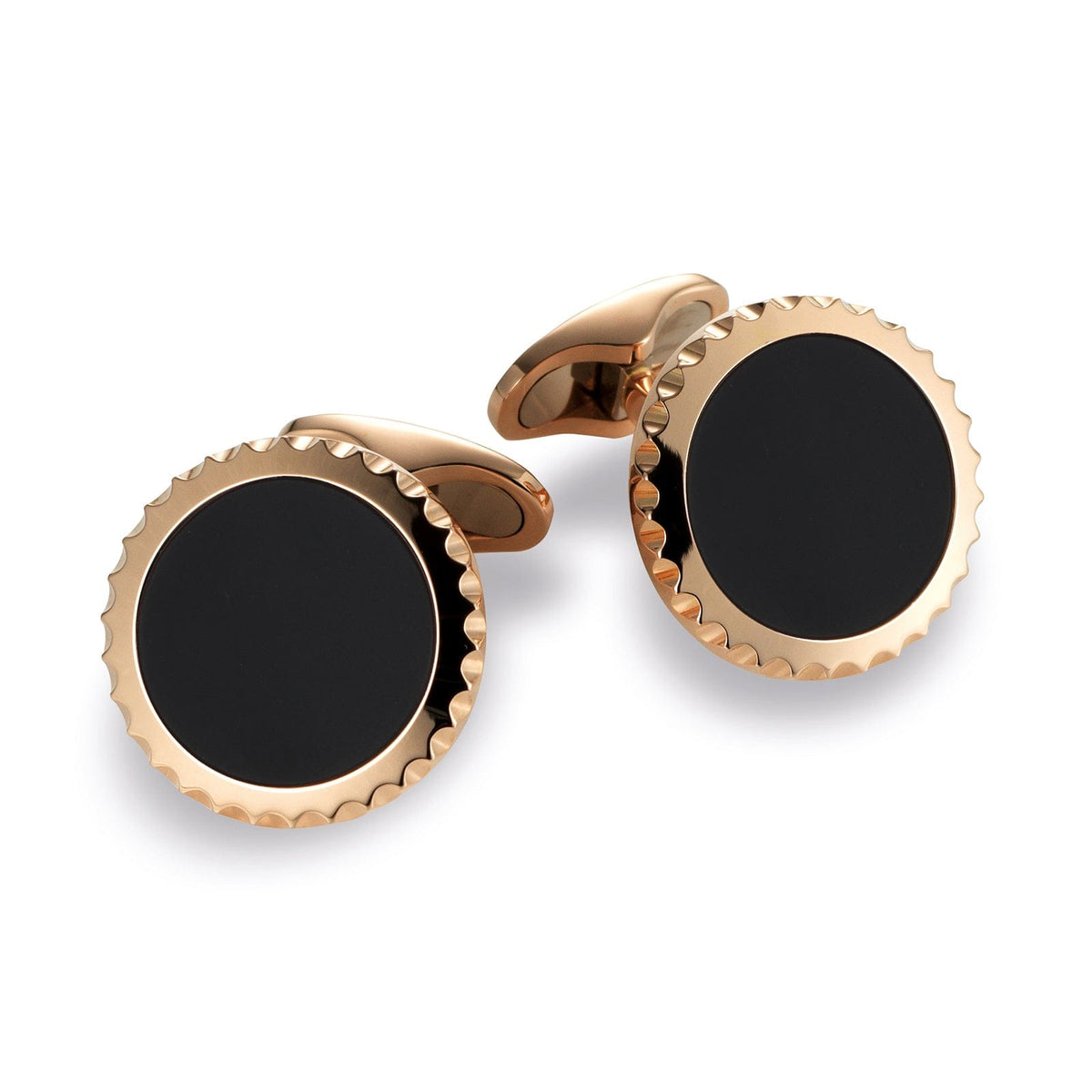 18K Rose Gold Fluted Onyx "1866" Cufflinks