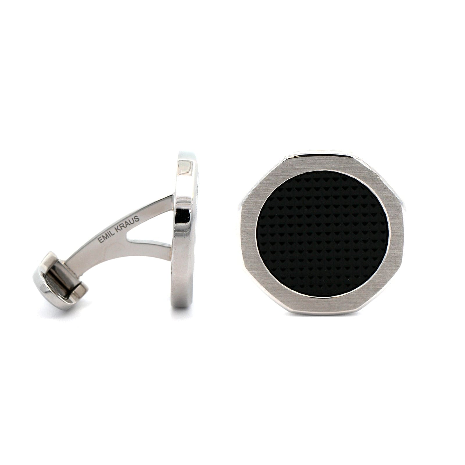 18K White Gold Onyx Octagonal Cufflinks