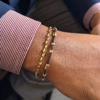 Maor 18K Yellow Gold Brown African Vinyl Beaded Dryp Bracelet