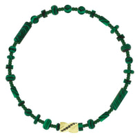 Luis Morais 14K Yellow Gold Black Diamond Short Drill Bit and Malachite Bead Bracelet